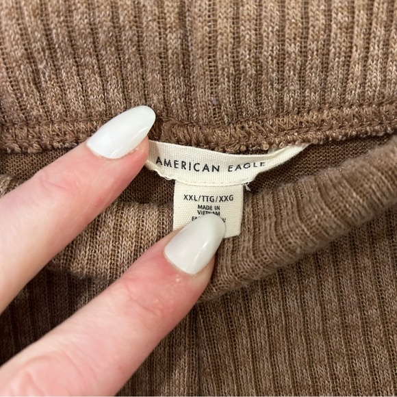 American Eagle Super High Waisted Sweater Flare Pants Brown Tan Size XXL - Picture 4 of 7